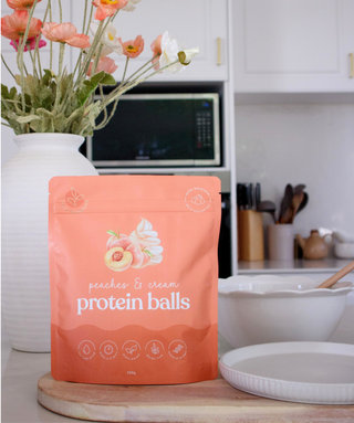 Sneaky Wholefoods Peaches and Cream Protein Ball Mix made with real fruit and wholesome ingredients. A nutrient-dense, plant-based, high-protein snack inspired by a classic dessert