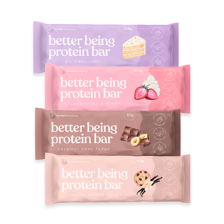 Better Being Protein Bar Bundle by Sneaky Wholefoods, featuring a variety of plant-based, high-protein bars designed to support healthy, convenient snacking for a balanced lifestyle