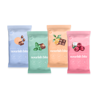 Nourish & Nibble Bundle by Sneaky Wholefoods, showcasing all four delicious Nourish Bites, perfect for on-the-go snacking and sharing wholesome goodness.