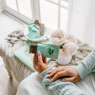 Close-up of the Mint Brownie Nourish Bite from Sneaky Wholefoods, showcasing the perfect blend of natural ingredients that promote sustained energy and support a healthy lifestyle