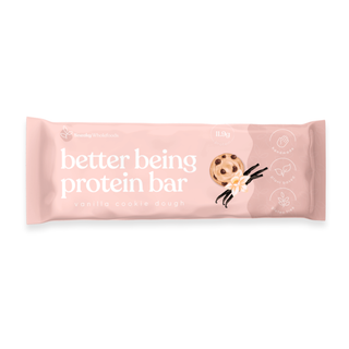 Sneaky Wholefoods Vanilla Cookie Dough Better Being Protein Bar packaging, featuring a delicious blend of real ingredients, designed to provide nutritious energy for busy lifestyles